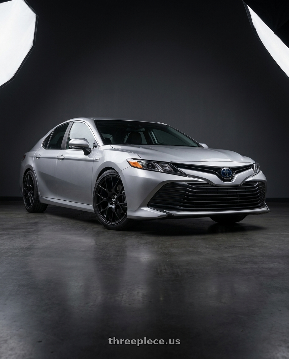 2021 Toyota Camry Hybrid LE with Enkei Raijin 5x114.3 19x8.5+35 Black wheels
