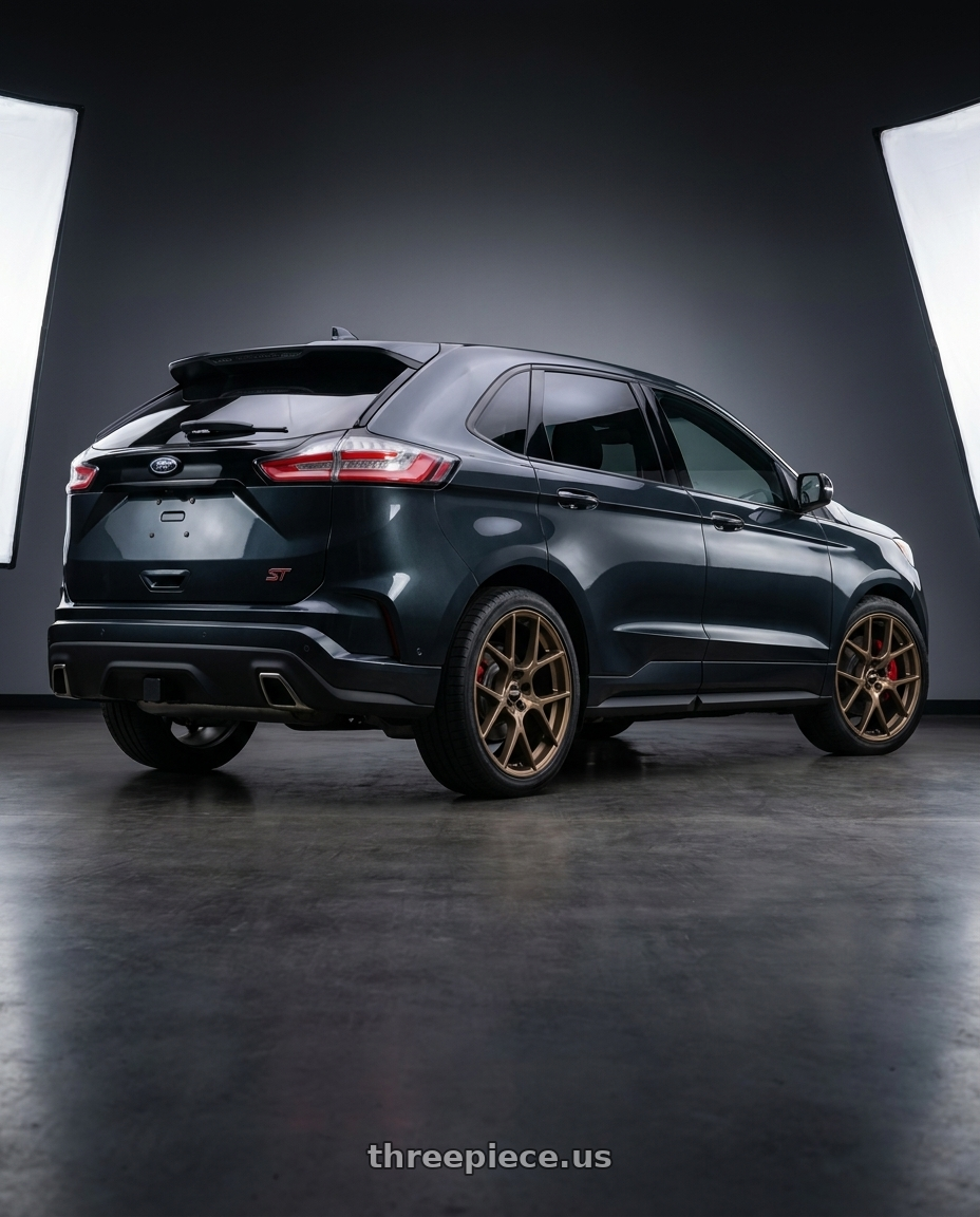 2022 Ford Edge ST with BBS XR 5x108 20x8.5+40 Matte Bronze wheels rear three quarter view square tires