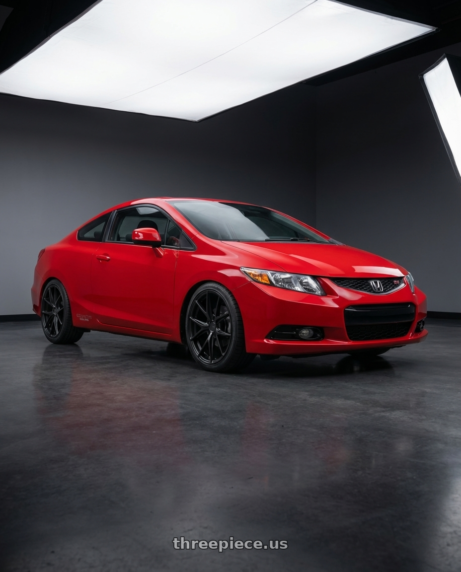 2015 Honda Civic Si with Niche 1PC M117 MISANO 5X114.3 17X8 +40 MATTE BLACK wheels front three quarter view lowered stance