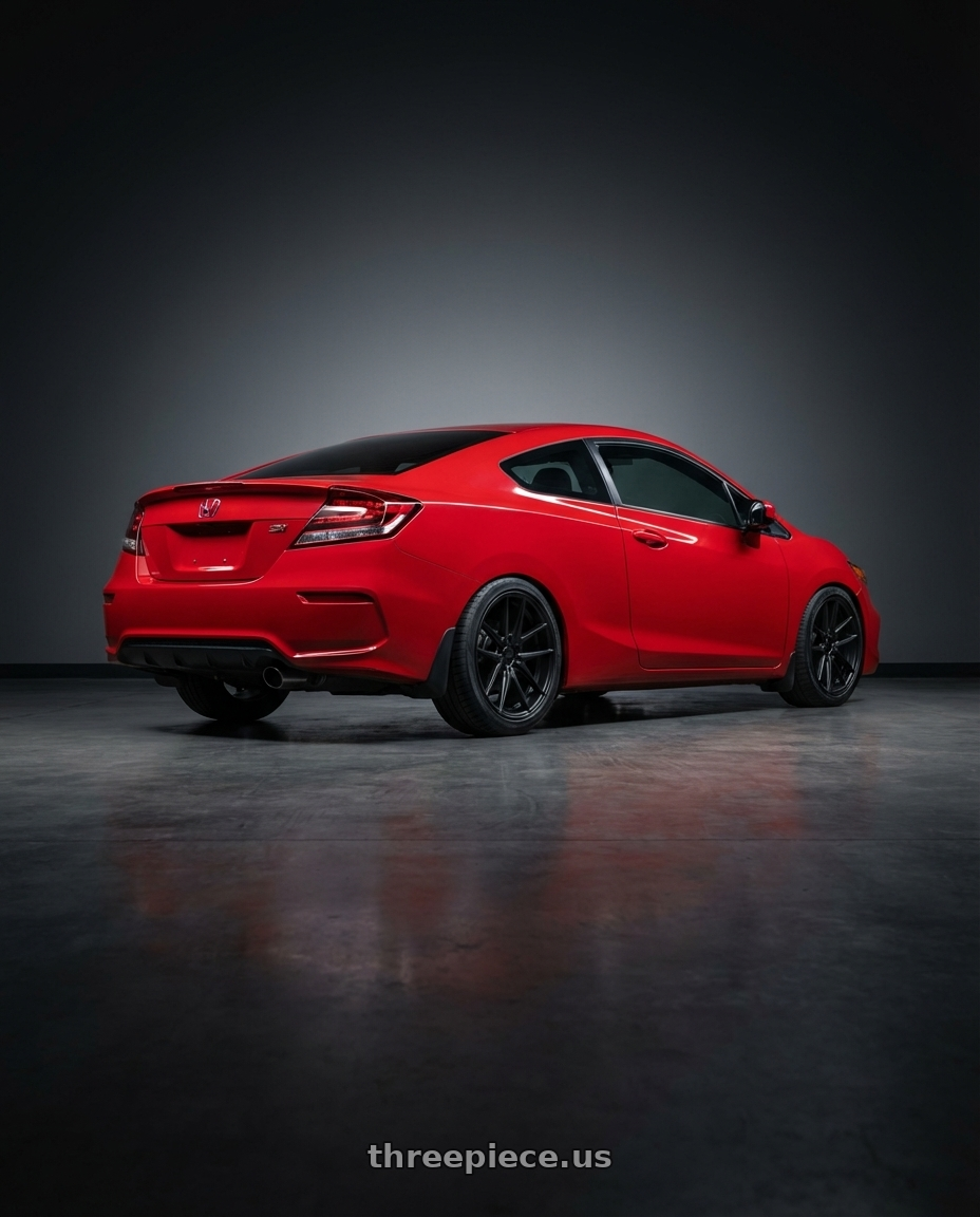 2015 Honda Civic Si with Niche 1PC M117 MISANO 5X114.3 17X8 +40 MATTE BLACK wheels rear three quarter view square tires