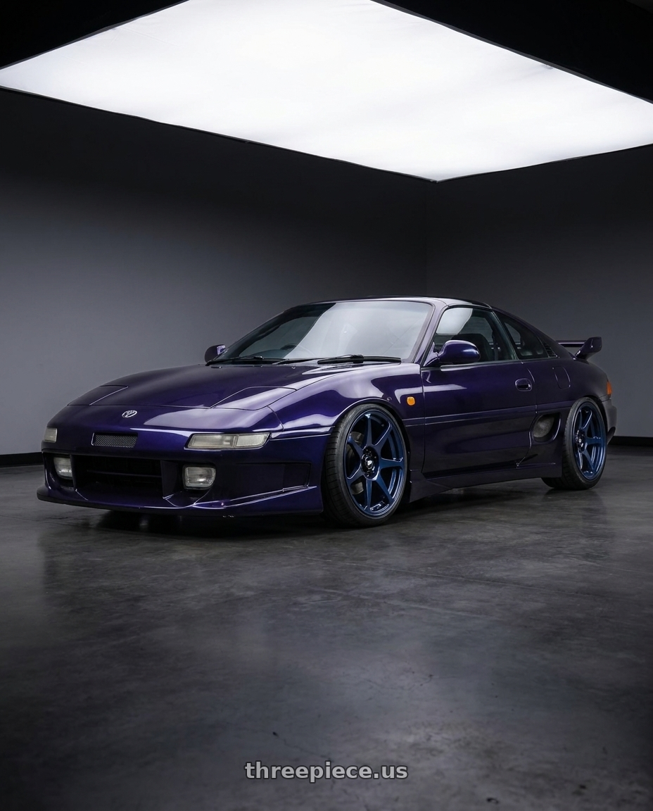 1998 Toyota MR2 with Motegi MR154 BATTLE 5X114.3 17X9.5 +30 MIDNIGHT BLUE wheels