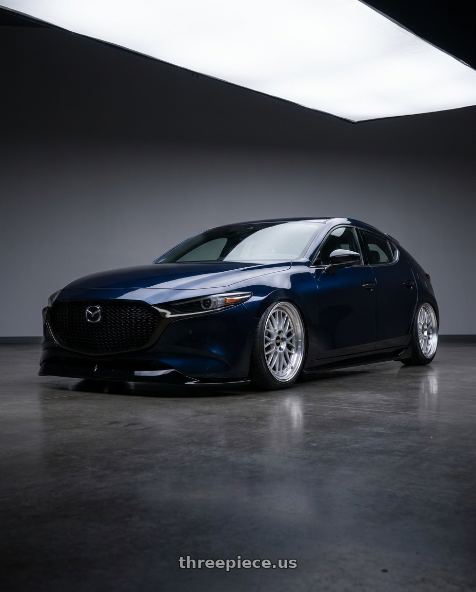 2025 Mazda 3 Deep Mica with BBS LM 5x114.3 18x8.5+38 Diamond Silver wheels