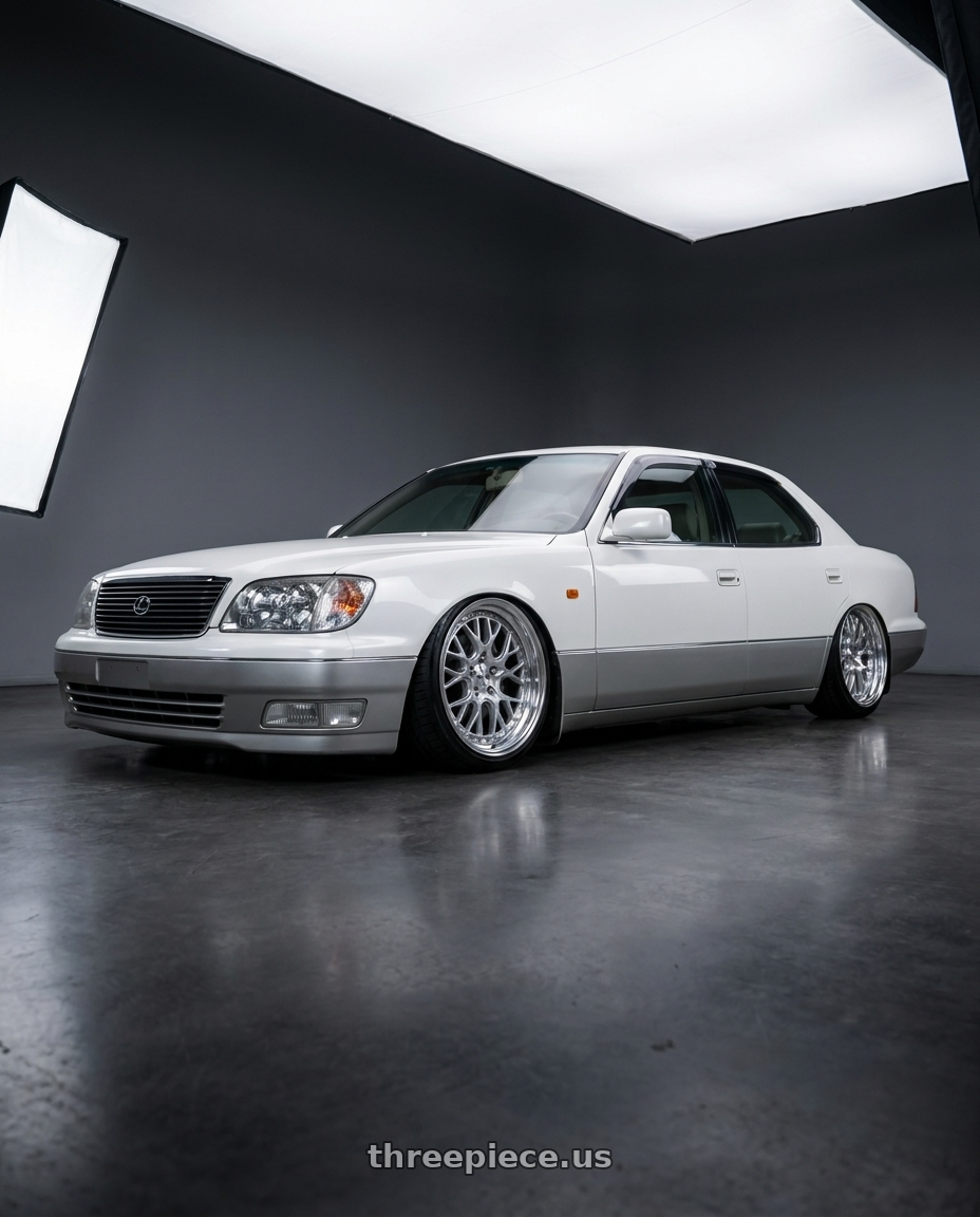 1999 Lexus ls400 with Work Gran Seeker Ccx 5x114.3 19x10+38 O Disk Machined Silver Polish wheels