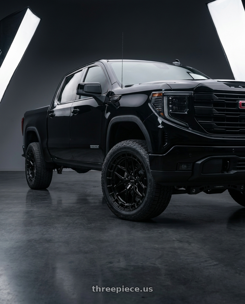 2026 GMC sierra 1500 elevation with VOSSEN HFX-1 6X139.7 17x9 +0 GLOSS BLACK wheels