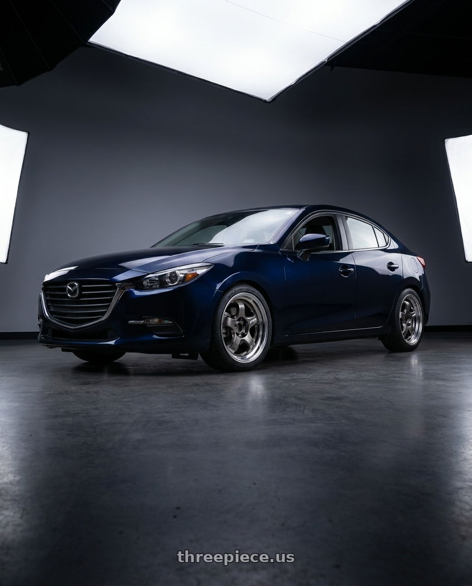 2017 mazda 3 sedan with Work Meister S1 2P 4x100 15x5.5+45 A Disk Black wheels