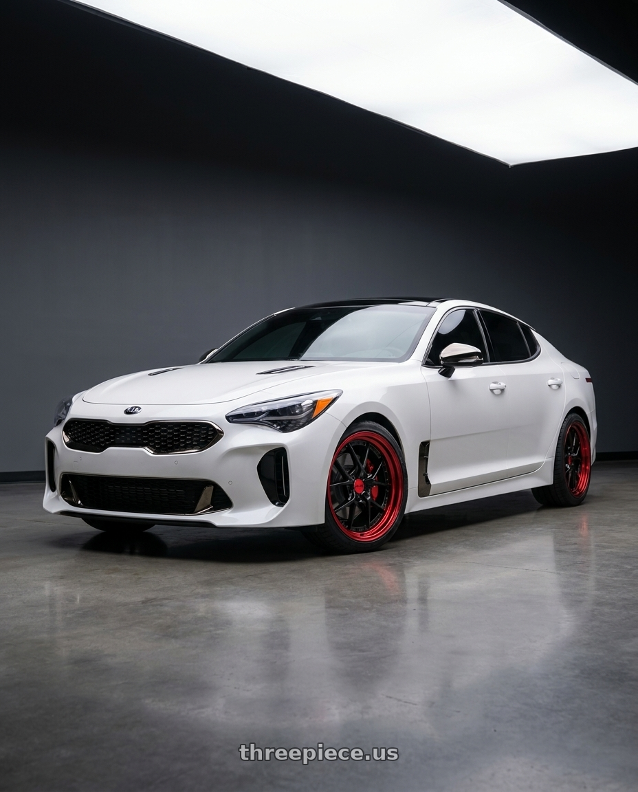2019 kia stinger gt2 with F1R F105 5X114.3 19x9.5 +35 Black/Red Lip wheels