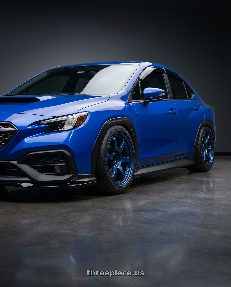 2023 subaru wrx with Gram Lights 57DR 5x114.3 18x9.5+12 Sputter Blue wheels