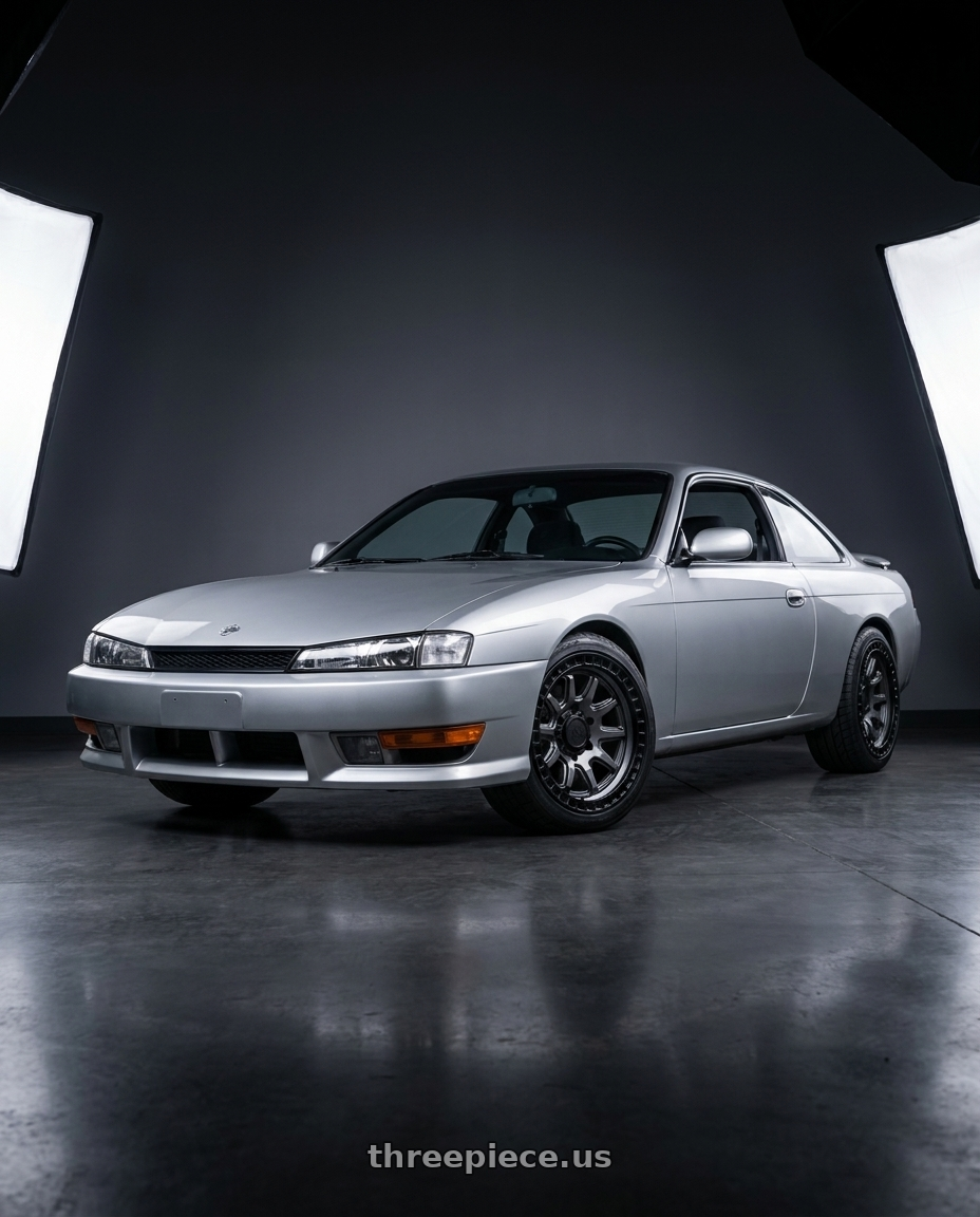 Nissan 240sx 1999 with Black Rhino CALICO 5X127 17X8.5 +34 MATTE GUNMETAL W/ MATTE BLACK LIP wheels