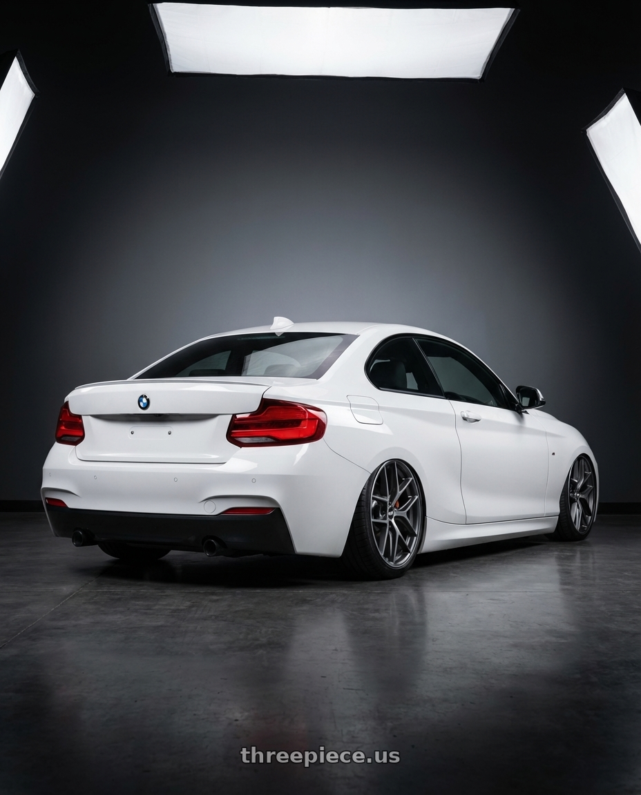 2018 BMW 2 Series F22 with BBS CC-R 5x120 19x9.0+26 Graphite w/ Diamond Cut Face wheels rear three quarter view slight stretch tires