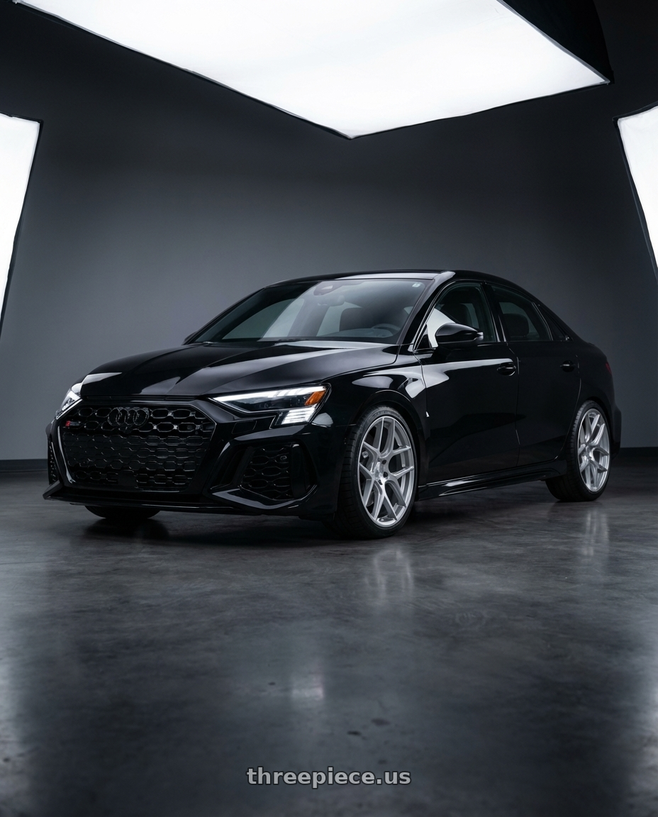 2022 Audi RS3 8Y with Aodhan AFF2 5x112 19x8.5+35 Gloss Silver Machined Face wheels