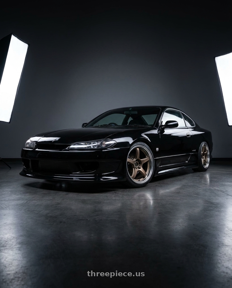 2000 Nissan Silvia S15 with Work T5R 2P 5x114.3 18x9.5 +22 Matte Bronze wheels