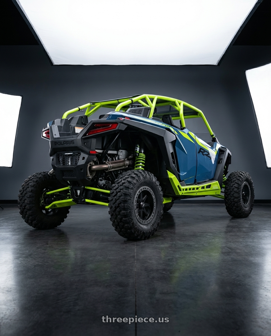 2025 Polaris Rzr XP Pro with MSA Offroad Wheels M31 LOK2 BEADLOCK 4X156 15X7 +0 SATIN BLACK MATTE GRAY RING wheels rear three quarter view square tires