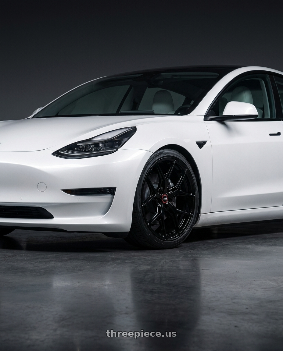 2023 Tesla Model 3 with Vossen HF-5 19x9.5 / 5x114.3 / ET40 / Deep Face / 73.1 - Gloss Black Wheel - HF5-9N63 wheels