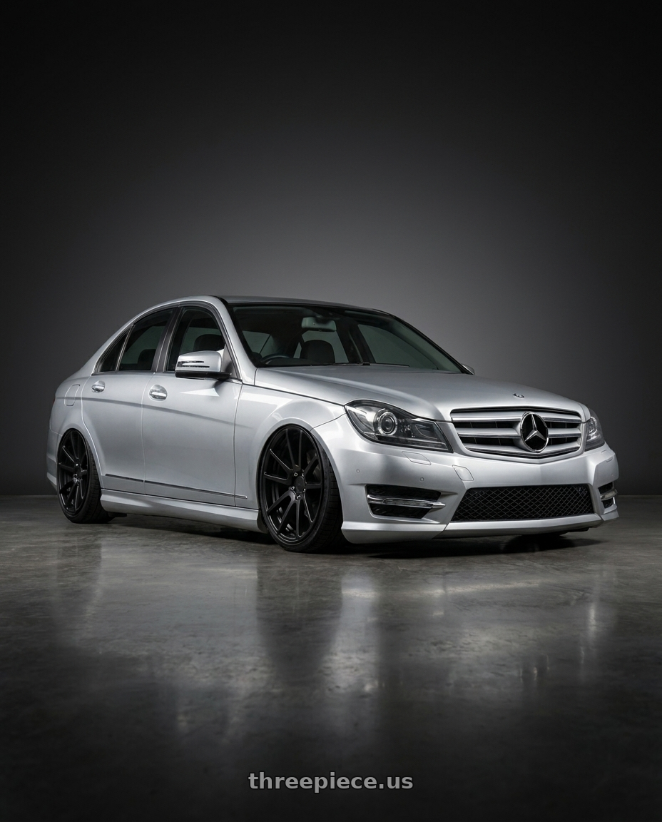 2011 Benz C200 with Rotiform 1PC R122 SPF 5X114.3 19X8.5 +38 MATTE BLACK wheels