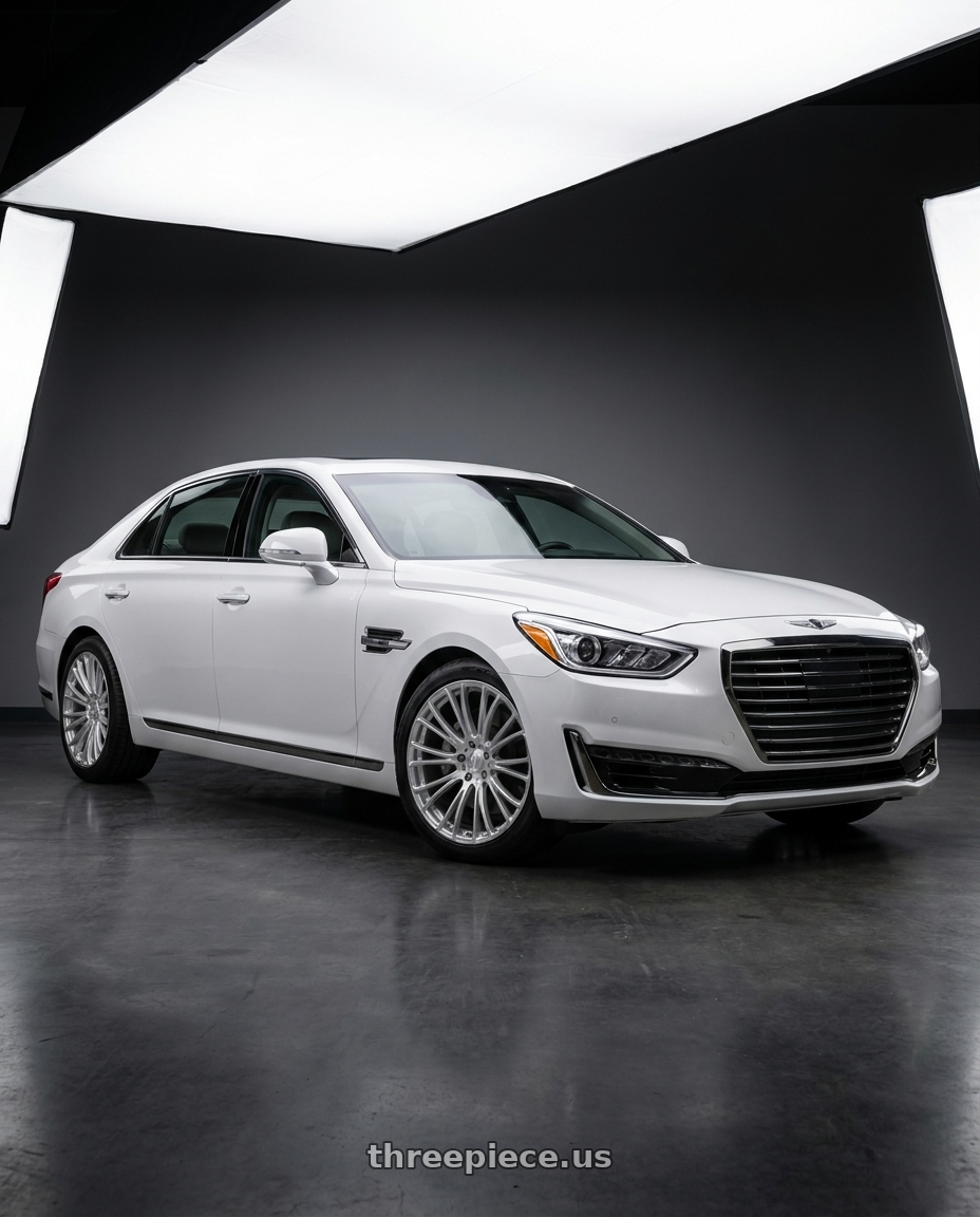 2018 genesis g90 ultimate with Heritage Wheel Kokoro MonoC 5X114.3 19x8.5+35 Silver wheels