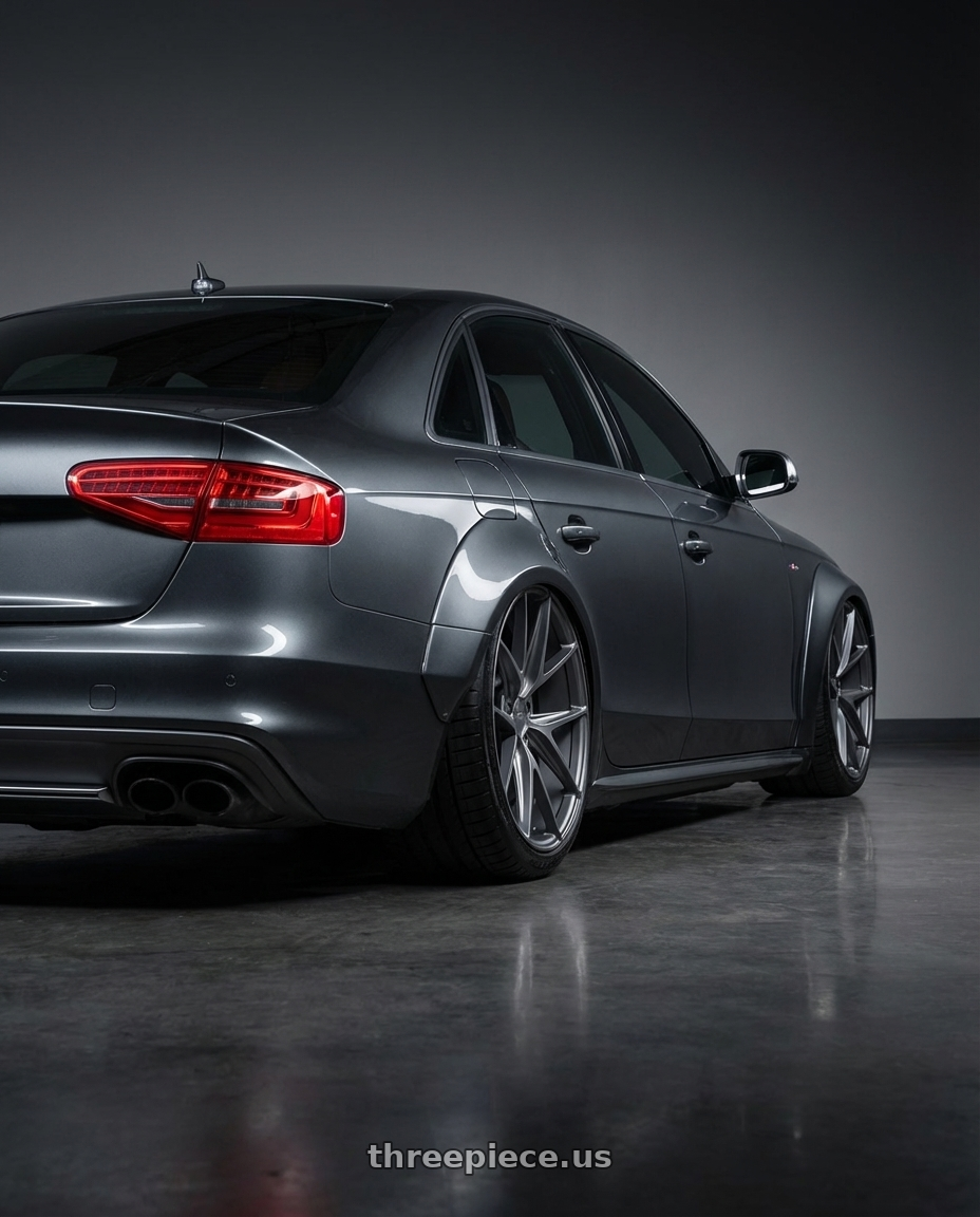 2015 Audi S4 B8.5 with Niche 1PC M116 MISANO 5X112 19X9.5 +38 MATTE GUN METAL wheels rear three quarter view slight stretch tires