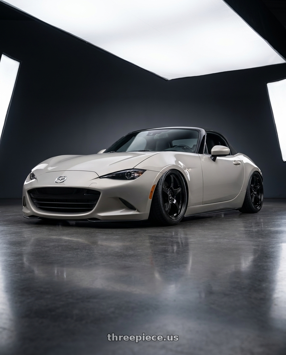 2021 Mazda MX-5 Miata ND with Gram Lights 57CR 5x114.3 17x9+22 Glossy Black wheels