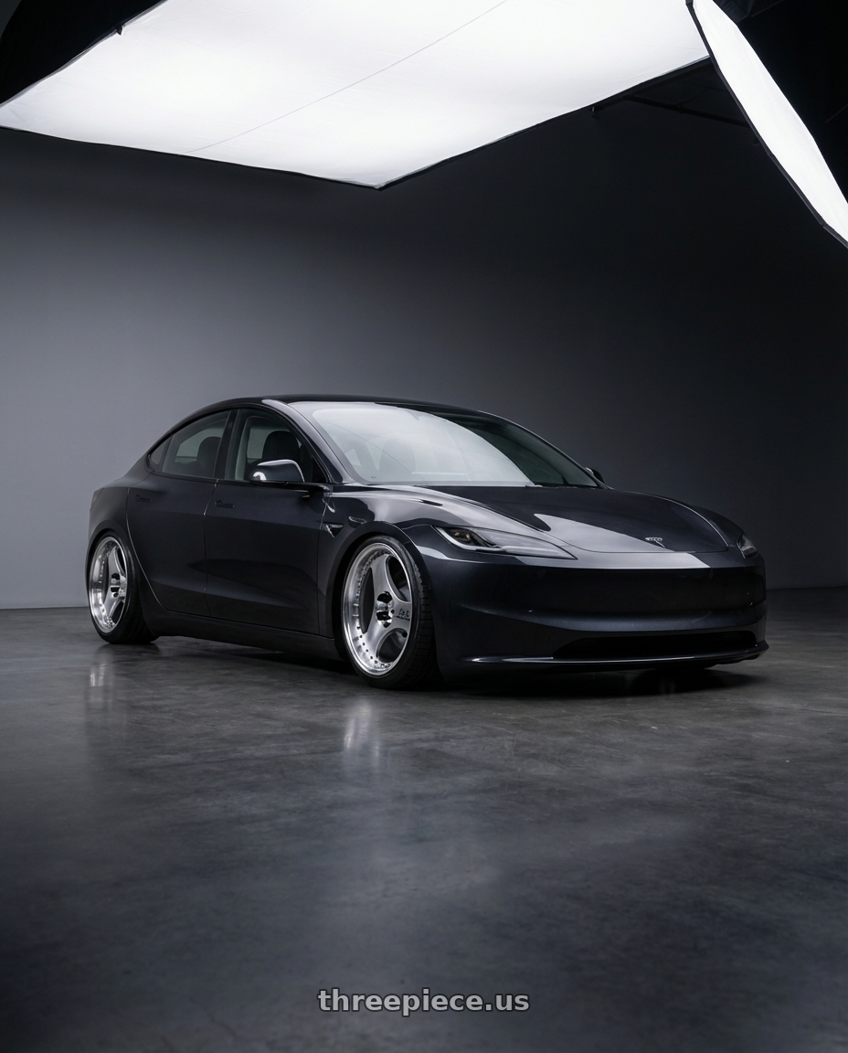 2026 Tesla Model 3 Diamond Black Metallic with Advan Racing ONI2 PROGRESSIVE 5x112 20x9.5 +25 MACHINING & DIAMOND CUT wheels