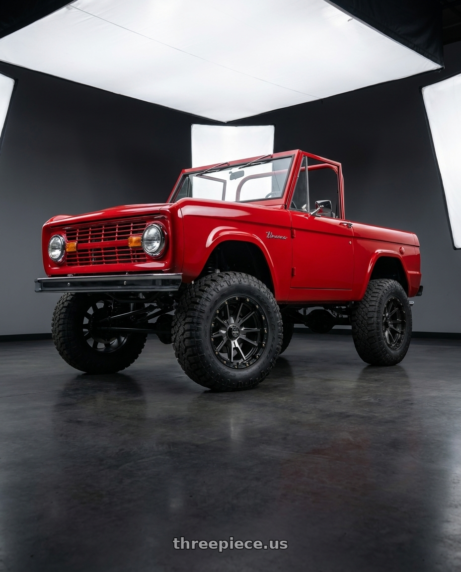 1972 Ford bronco with KMC KM100 SYNC 5X127/5X139.7 20X9 +0 SATIN BLACK WITH GRAY TINT wheels