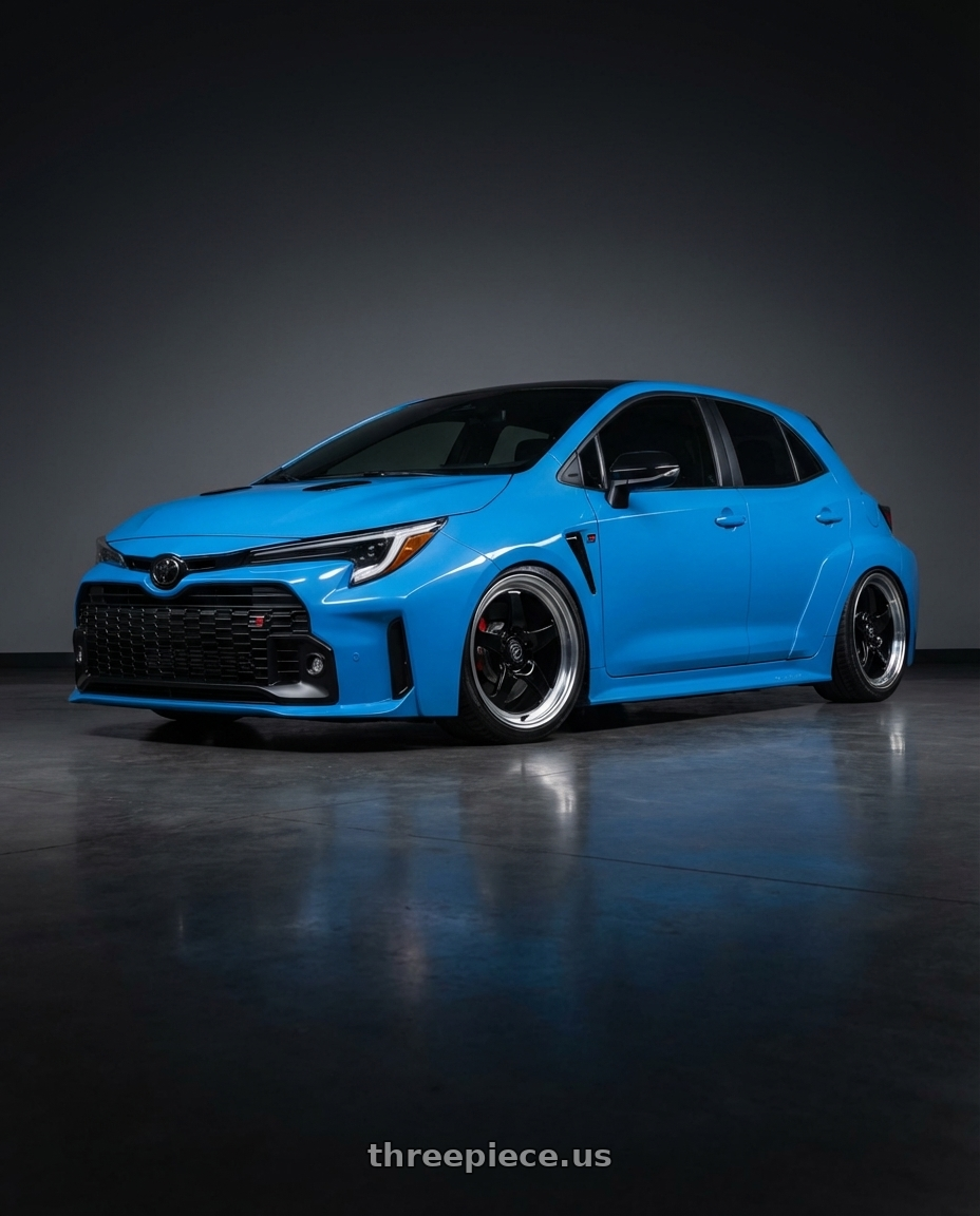 2024 Toyota GR Corolla with Forgestar D5 Drag 5x114.3 18x10 +42 Gloss Black Machined wheels