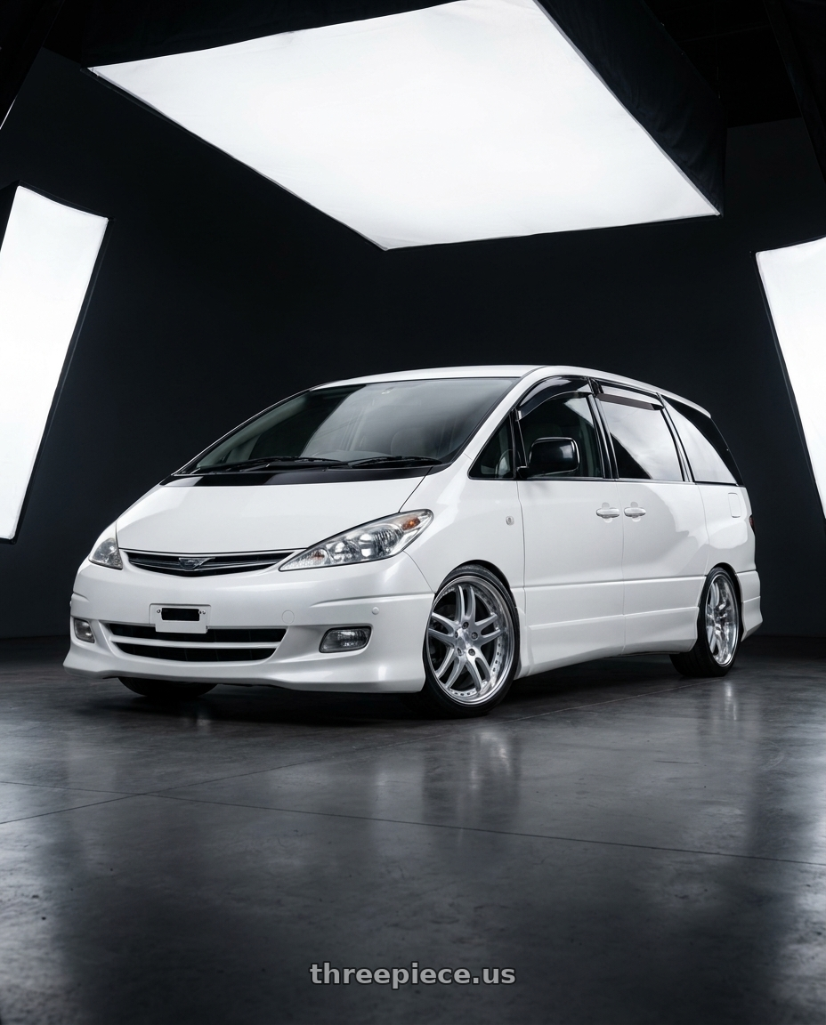 2000 toyota estima acr30w with Work Gnosis Cvs 5x114.3 19x8+38 O Disk Brush Silver Clear wheels