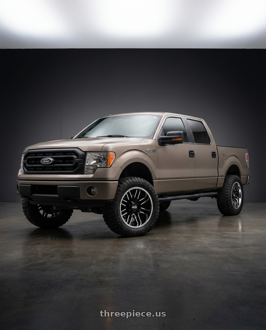 2013 Ford F-150 with Moto Metal MO202 6X135 20X10 -18 GLOSS BLACK MACHINED CENTER CHROME LIP wheels