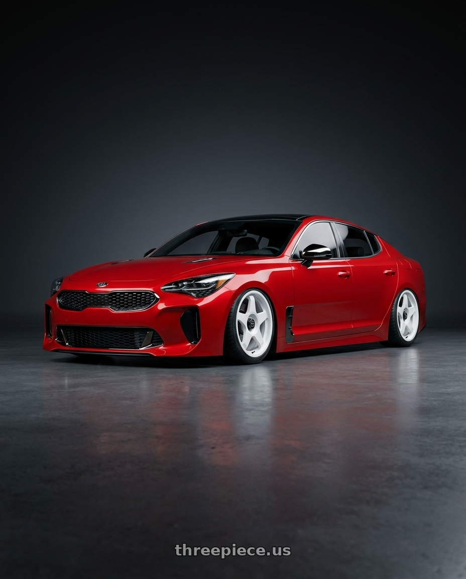 2022 Kia Stinger GT with fifteen52 CHICANE 5x114.3 / 5x120 19x8.5 +35 RALLY WHITE (GLOSS WHITE) wheels