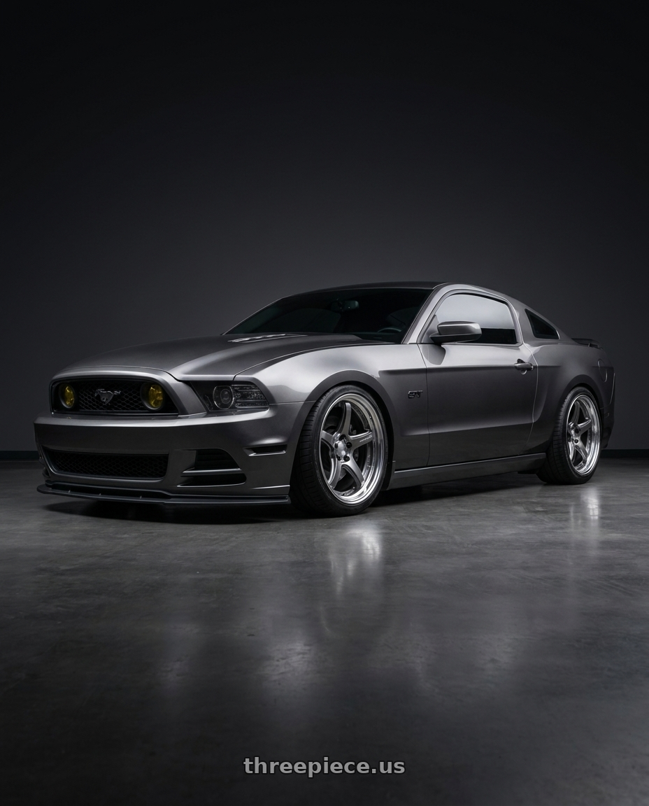 2014 Ford Mustang GT with Work T5R 2P 5x114.3 19x9.5 +38 GT SILVER wheels