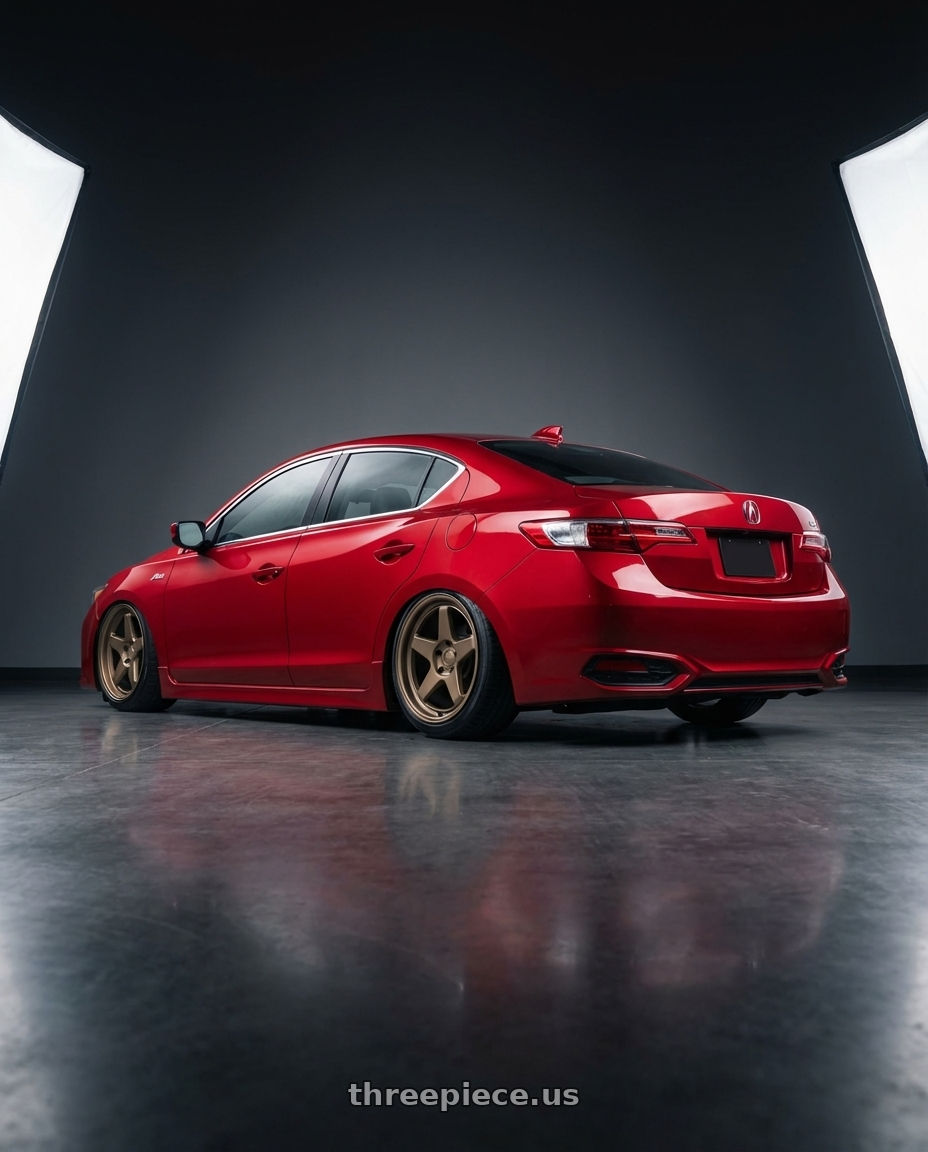 2012 Acura ILX with Kansei K12B KNP 5x114.3 18x9 12 Bronze wheels rear three quarter view slight stretch tires