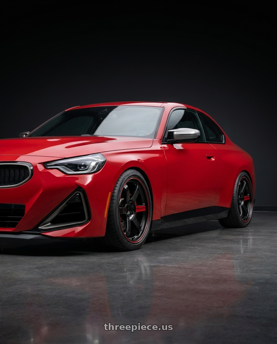 2023 BMW M240i with Volk Racing TE37SL BK-II 5x112 19x8.5 +39 PRESSED BLACK / RIM REDOT wheels