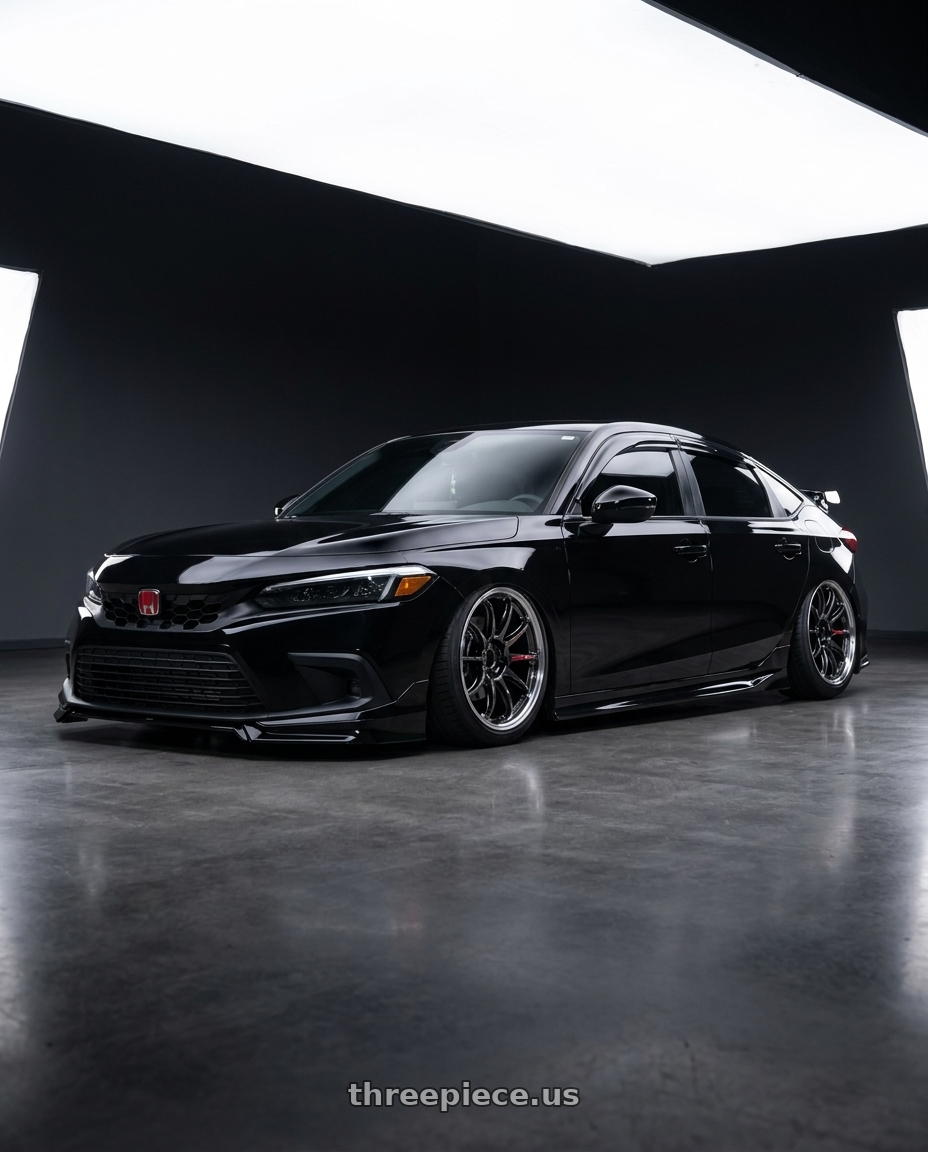 2024 Honda civic sport Hatchback with Work Emotion Zr10 5x114.3 19x8.5 +38 Glim Black Diamond Rim cut wheels