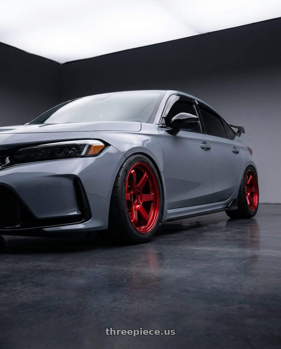 2024 type r  with Volk Racing TE37SL 5x120 18x9.5 +38 RED wheels