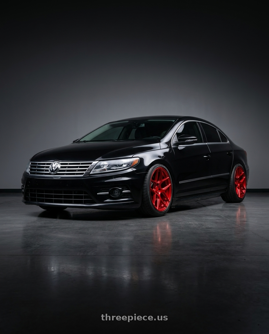 2013 VW CC R Line with MRR FS1 5x112 20x8.5  +35 Candy Red wheels