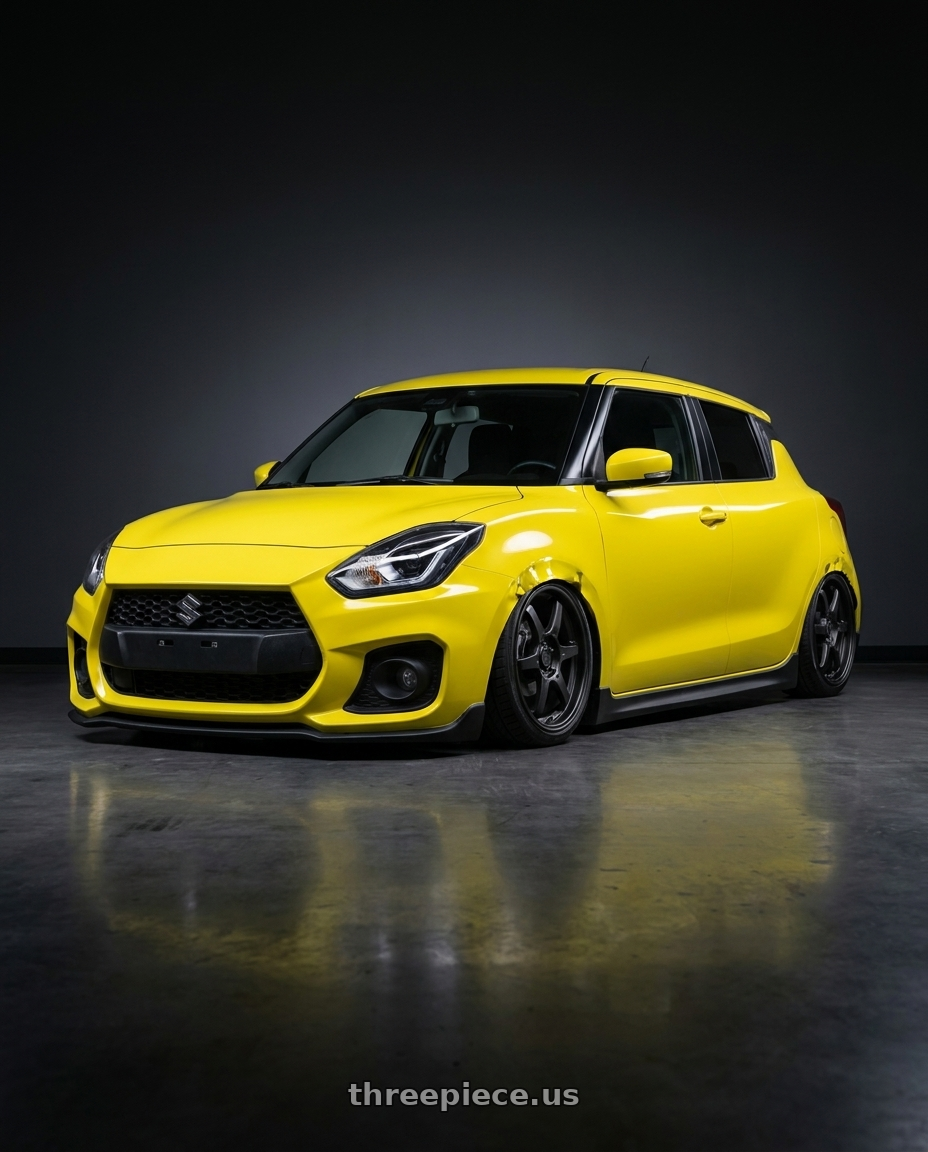 2018 Suzuki swift spot with Konig Backbone 5x114.3 17x7.5+45 Matte Black Milling Logo on Spoke wheels