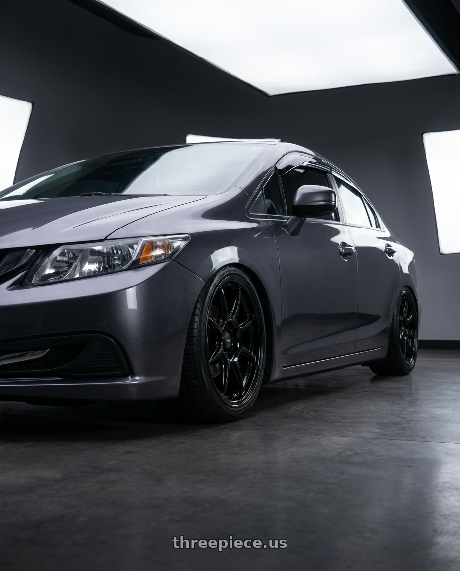 2015 honda civic lx with Konig Lockout 5x114.3 18x8.5+45 Gloss Black wheels
