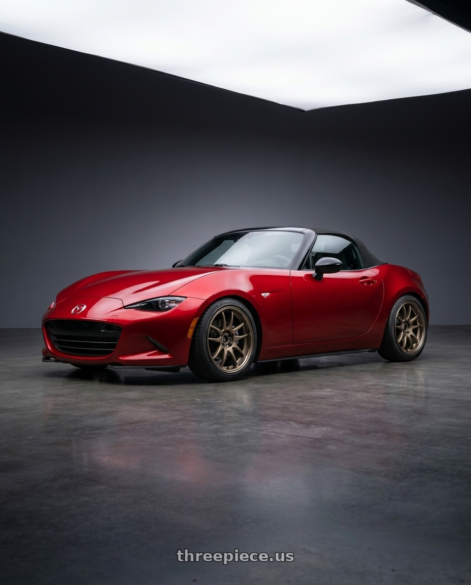 2024 mazda mx5 with Work Cr 2P 4x100 17x8.0 +38 Matte Bronze wheels