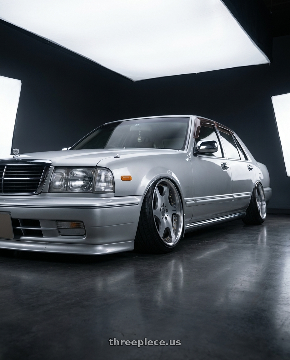 1999 nissan gloria y31 broham with MRR VP3 5x100 - 5x120.65 19x10.5  +15-25 Matte Gun Metal Graphite wheels
