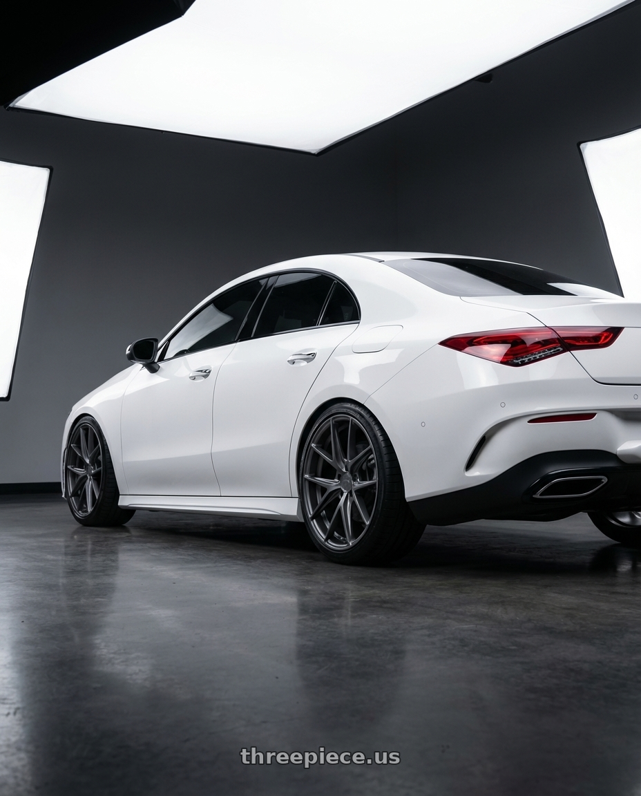 2023 Mercedes-Benz CLA C118 with Niche 1PC M116 MISANO 5X112 19X8.5 +42 MATTE GUN METAL wheels rear three quarter view square tires