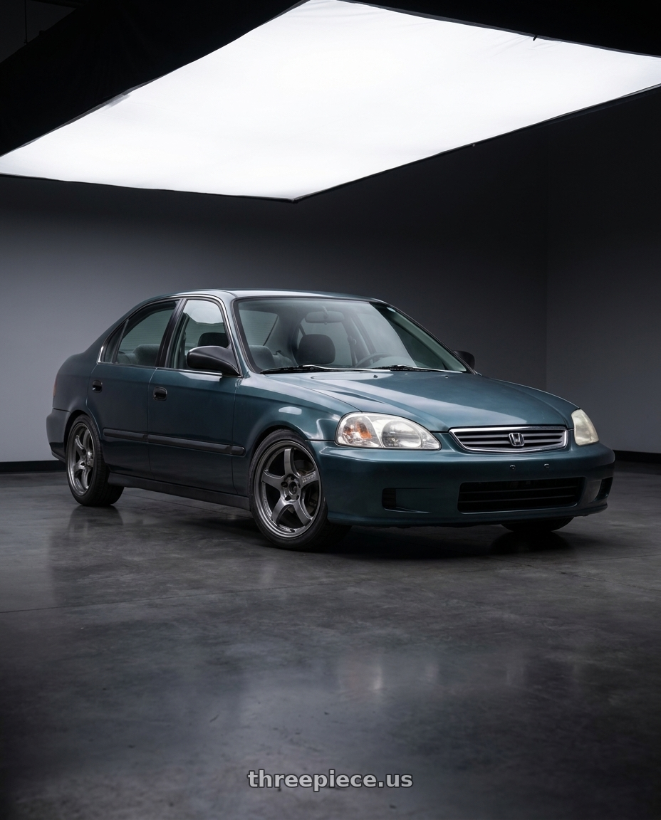 1998 honda civic with Gram Lights 57CR 4x100 15x8+35 Glossy Gray wheels