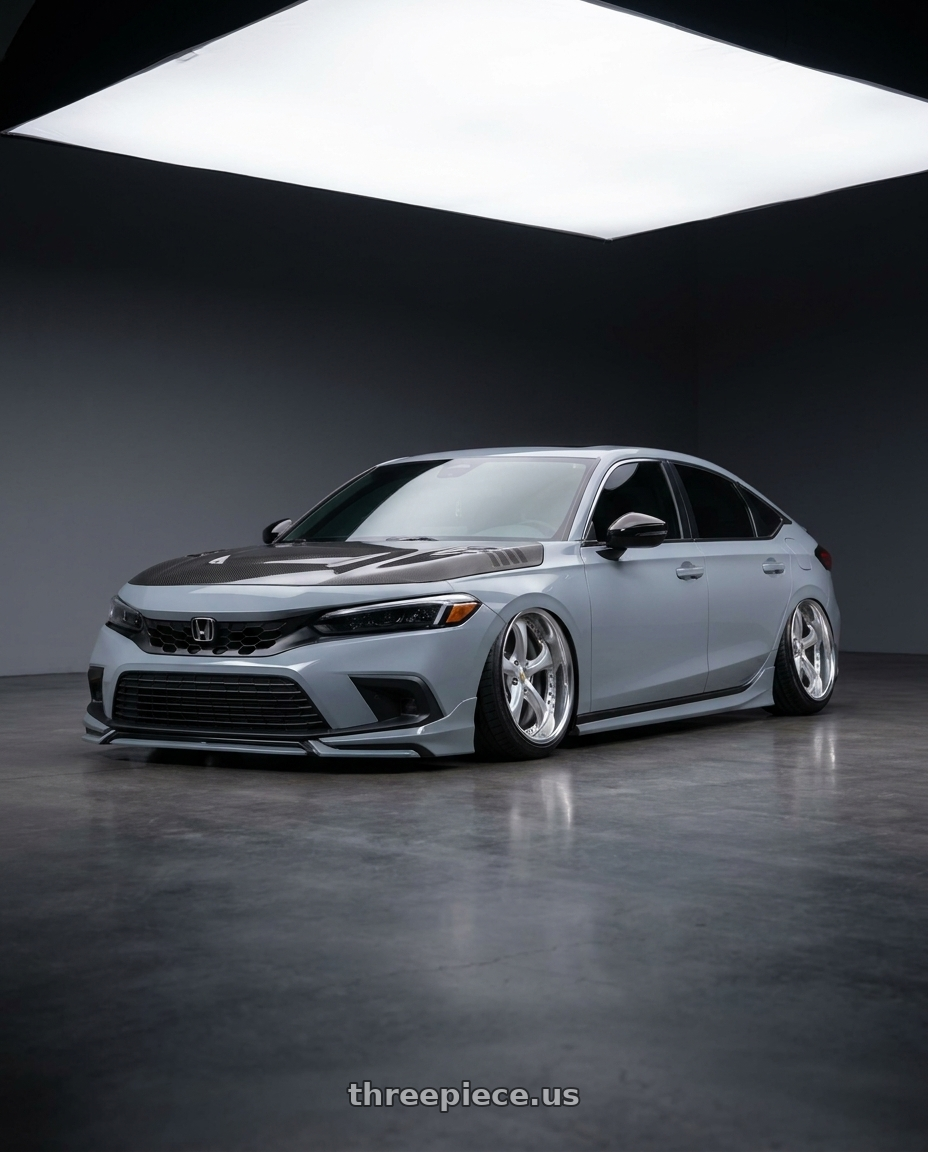 2023 Honda civic sport touring hatchback  with Work Wheels VS-KF 5x114.3 18x8.5-16 Light Grey Silver L Disk FULL REVERSE wheels