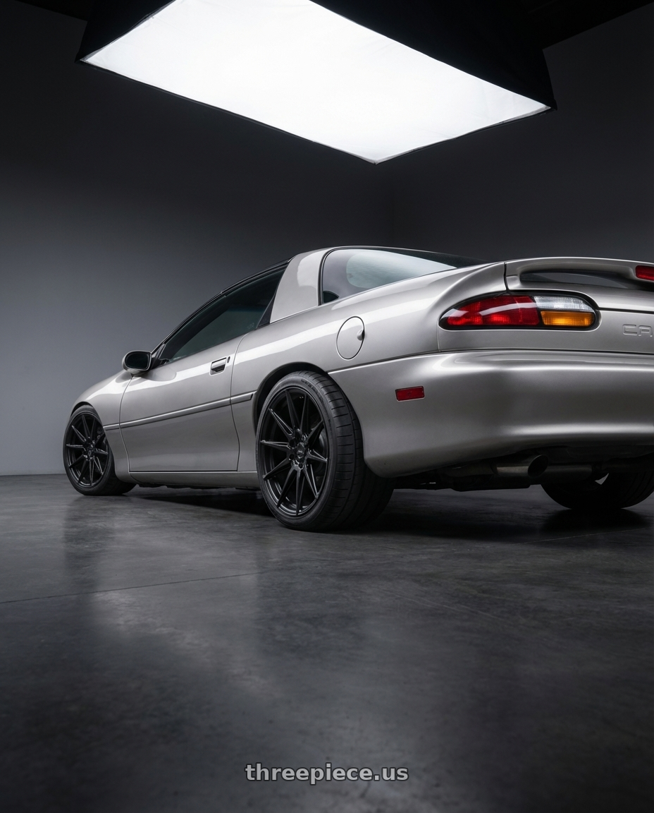 2000 chevrolet camaro with ADV.1 ADV5.0 5x120.65 20x12 +50 Satin Black wheels rear three quarter view square tires