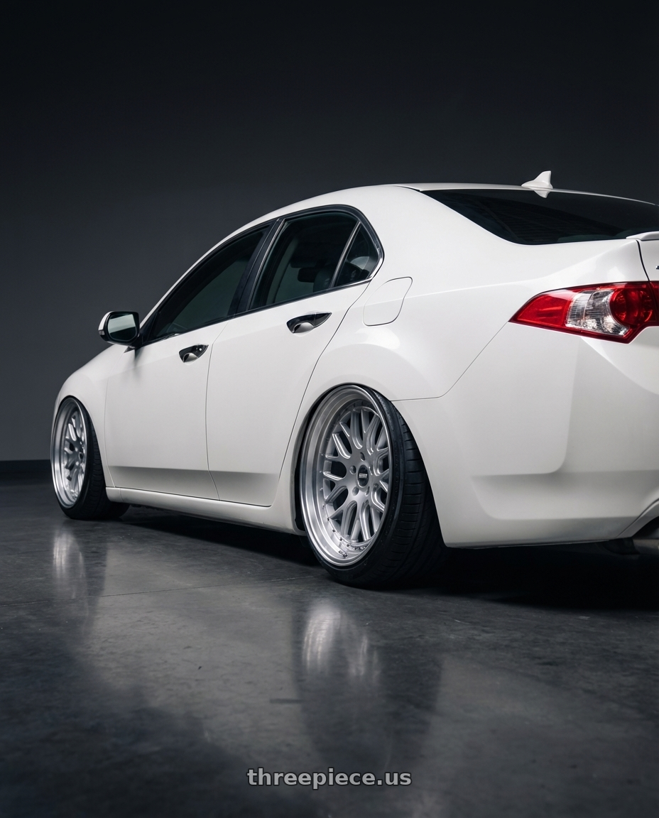 2013 Acura TSX with ESR Wheels CS SERIES CS01 5x114.3 19x8.5 +30 Hyper Silver wheels rear three quarter view slight stretch tires