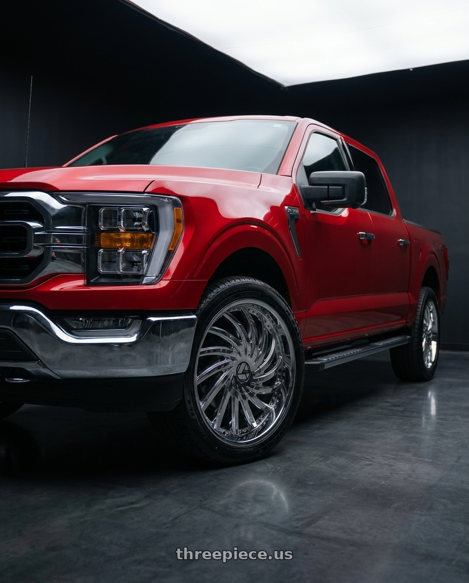 2025 ford f150 XLT supercrew with Azara AZA-508 6x135/6x139.7 22x9.5 +25 Nano Chrome wheels