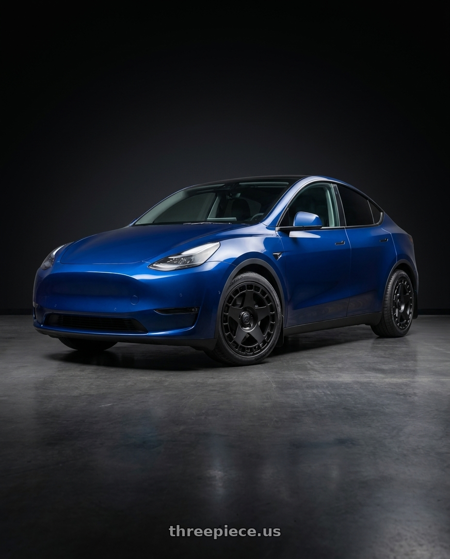 2022 Tesla Model Y with fifteen52 TURBOMAC 5x114.3 18x8.5 +30 ASPHALT BLACK (SATIN BLACK) wheels