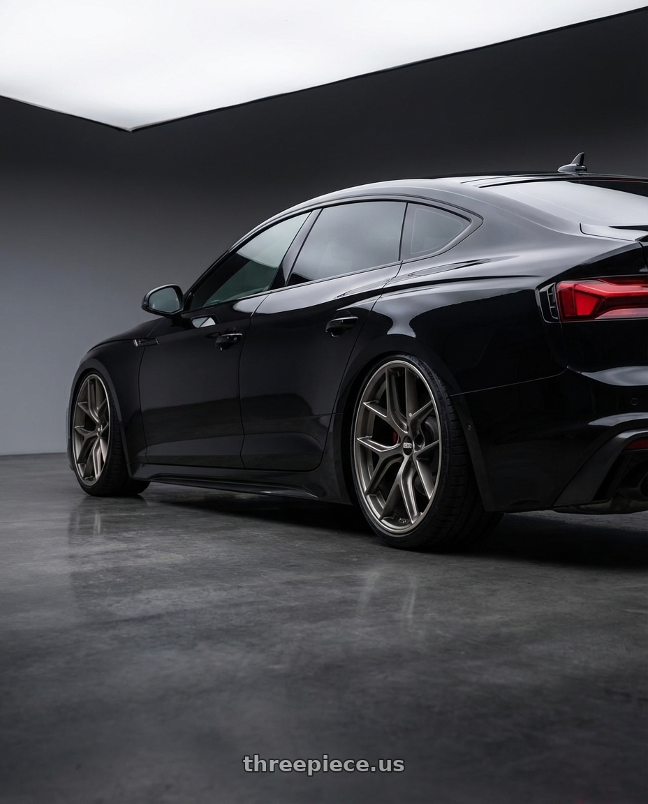 2022 Audi RS5 with BBS CC-R 5x112 20x8.0+27 Satin Platinum wheels rear three quarter view slight stretch tires