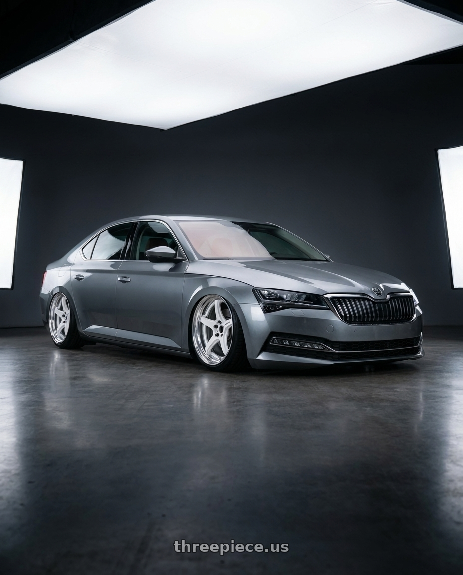 2023 Skoda superb with Work T5R 2P 5x100 18x10.0 +18 WHITE wheels