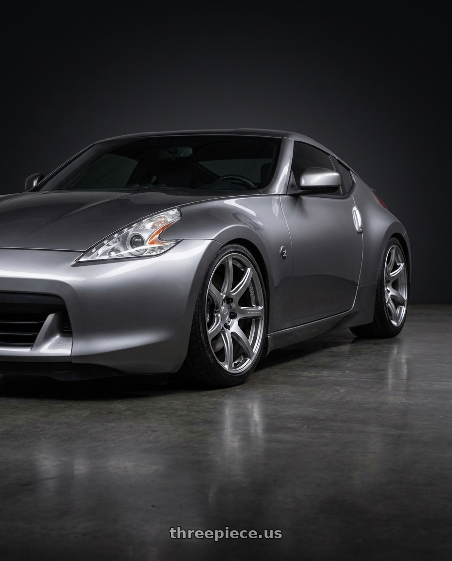 2009 Nissan 370z with Work Emotion T7r 5x100 18x10.5 +12 Gt Silver wheels