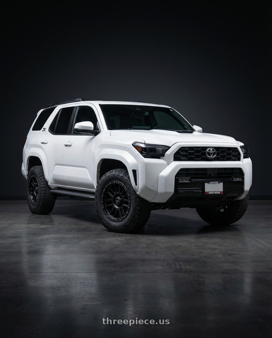 2022 Toyota 4Runner with Vision Off-Road 111 Nemesis 6x139.7 17x9-12 Matte Black wheels front three quarter view stock stance