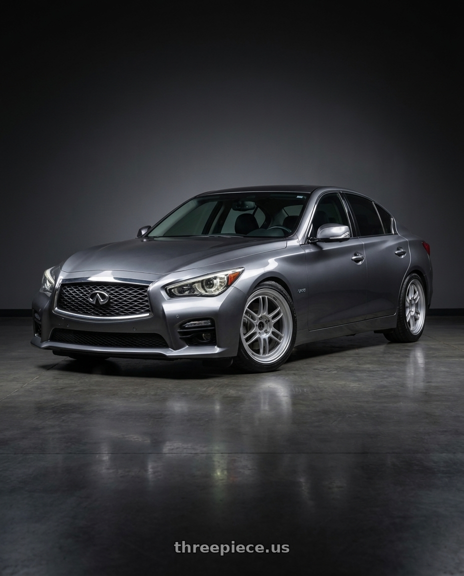 2021 Infiniti Q50 Red Sport with Enkei RPF1 5x114.3 18x9.5+38 Silver wheels