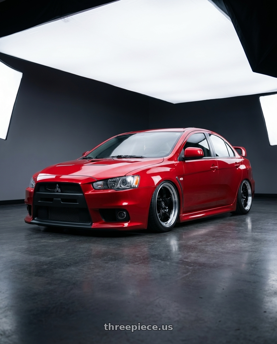 2012 Mitsubishi Lancer Evo X with Forgestar D5 Drag 5x114.3 18x10 +22 Gloss Black Machined wheels